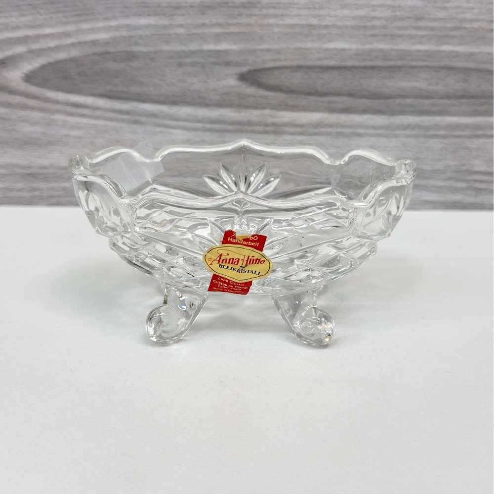 Anna Hutte Bleikristall Lead Crystal Footed Bowl Handcut Germany 24% PbO Clear